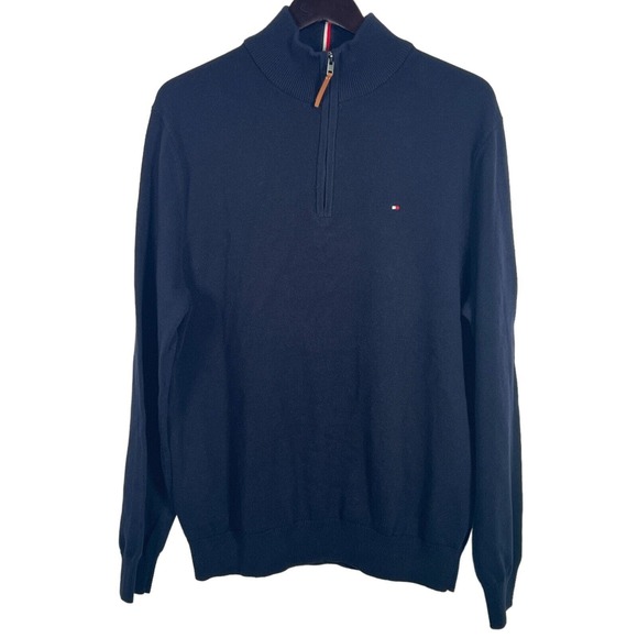 Tommy Hilfiger Mens Sweater 1/2 Half Zip Mock Turtleneck Navy Blue, Sz XL - Picture 4 of 14
